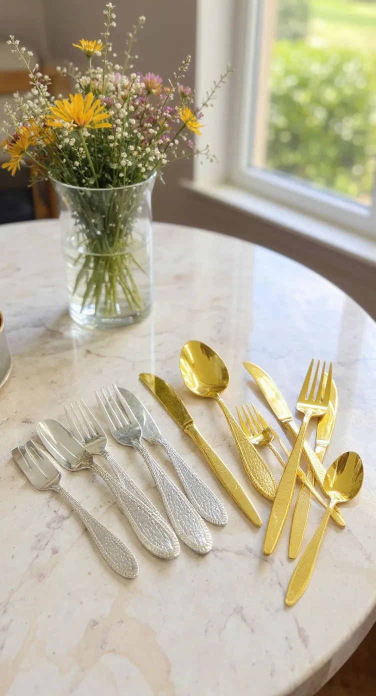 Decorative Cutlery Set Gold N Silver view 7
