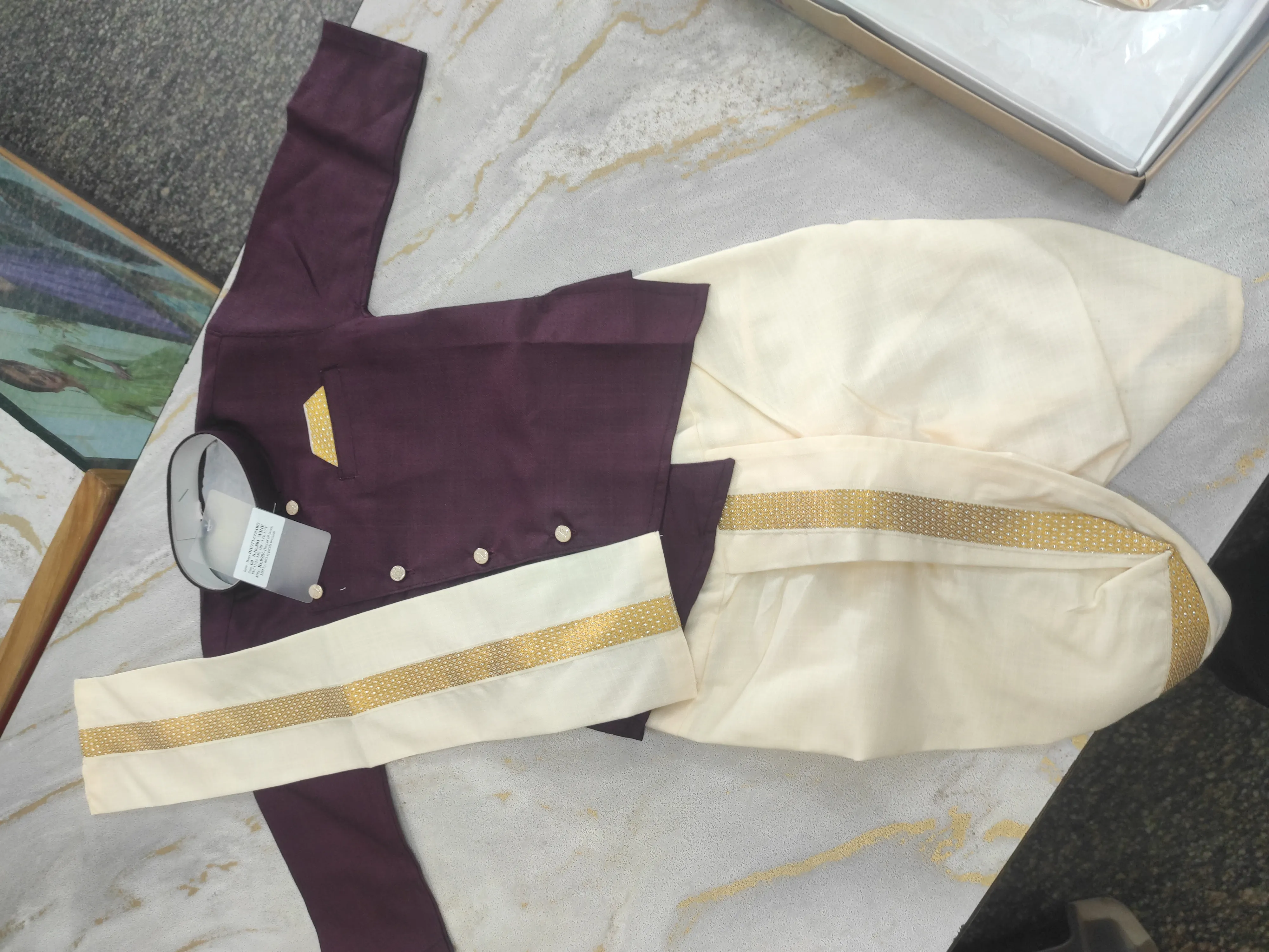 Kurta Dhoti Combo (Wine) view 2
