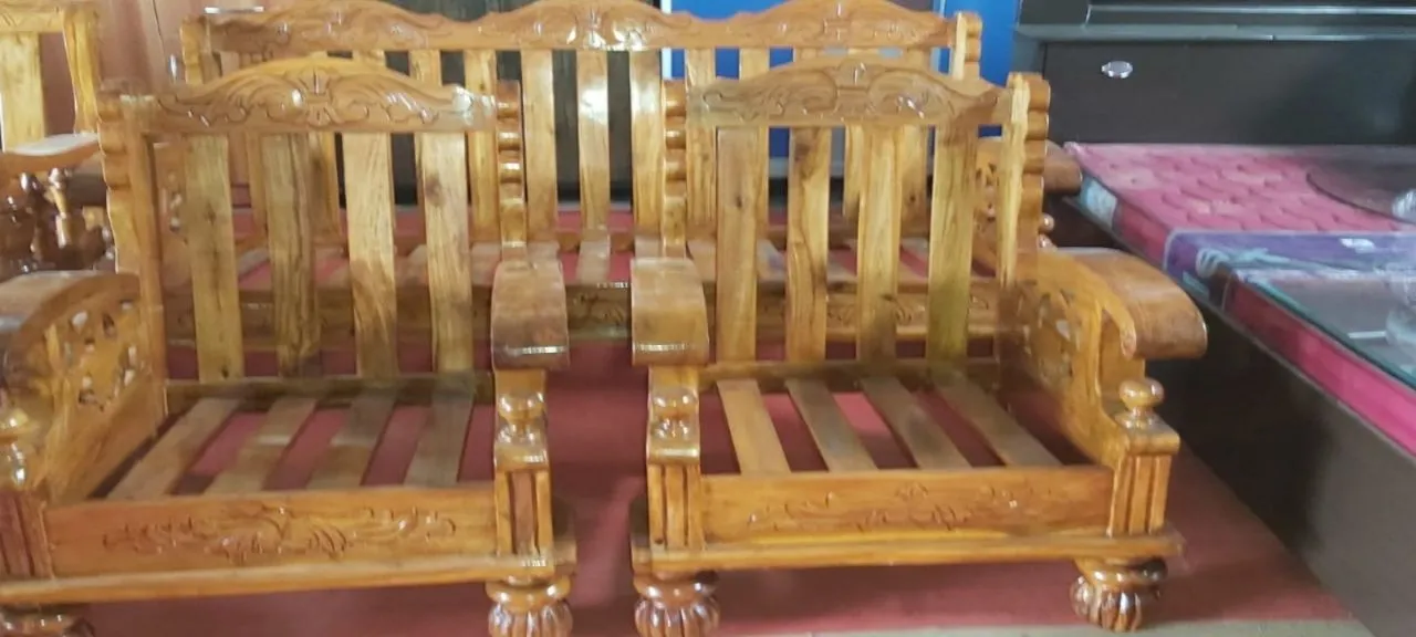 Carved Wooden Sofa Set view 3