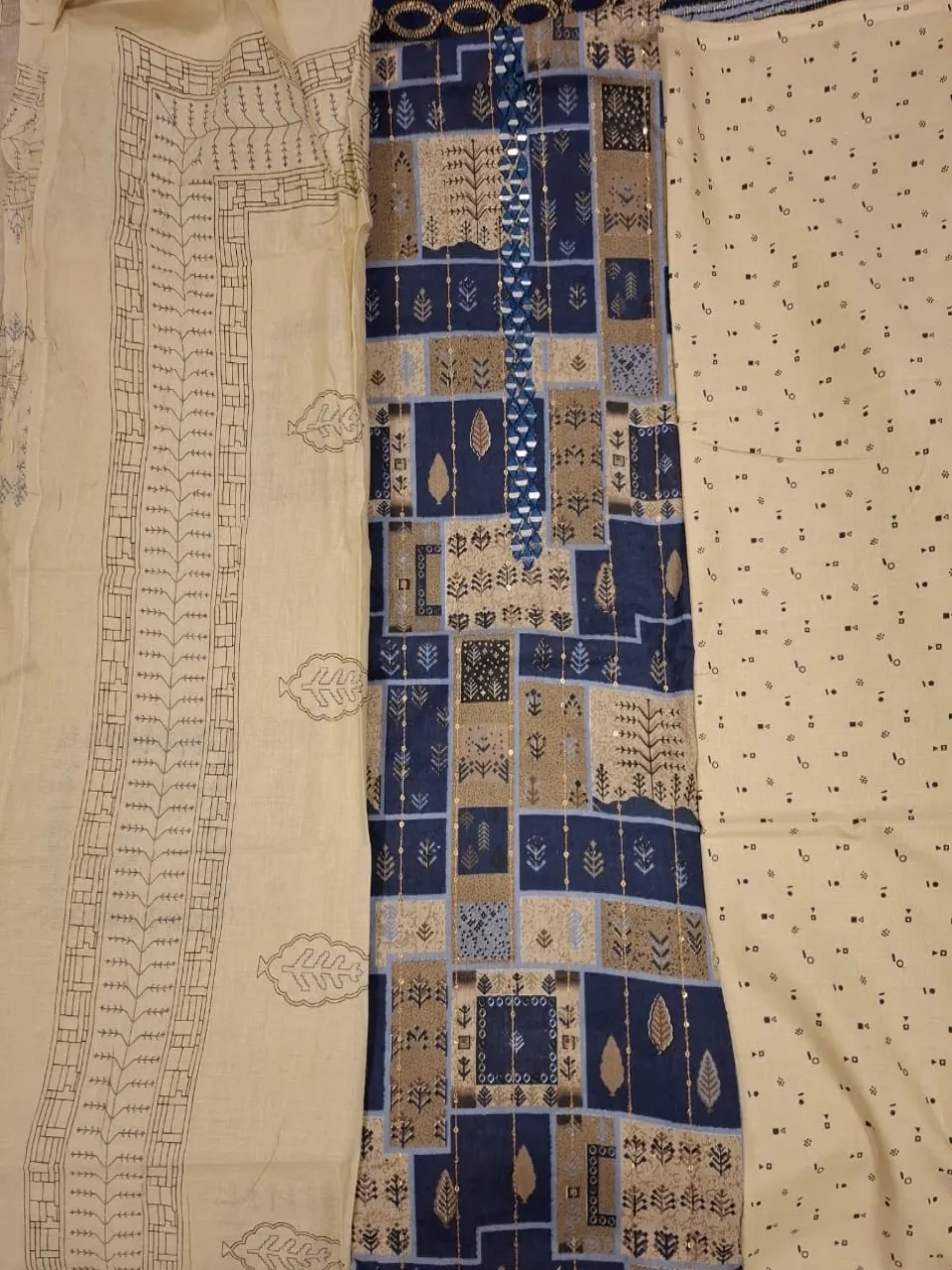 Navy Blue Printed Kurta Set view 2
