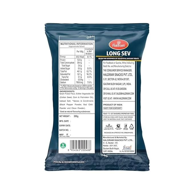 Haldirams Namkeen Long Sev 200 g view 2