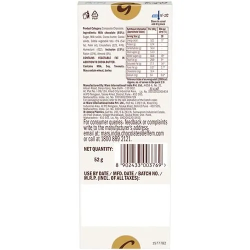 Galaxy Milk Chocolate Bar Fruit & Nut 50 g view 2