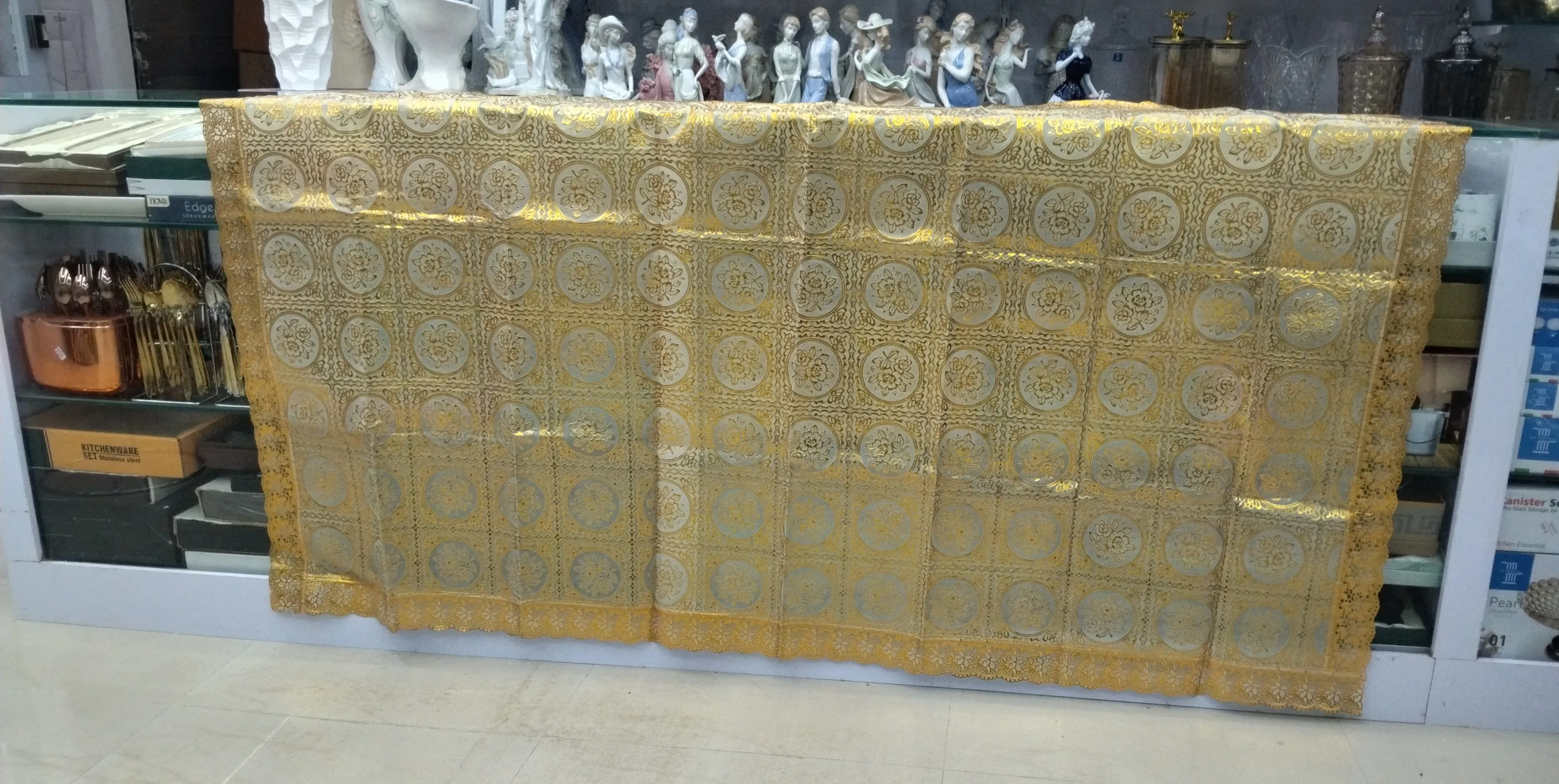 Golden Brocade Tablecloth view 2