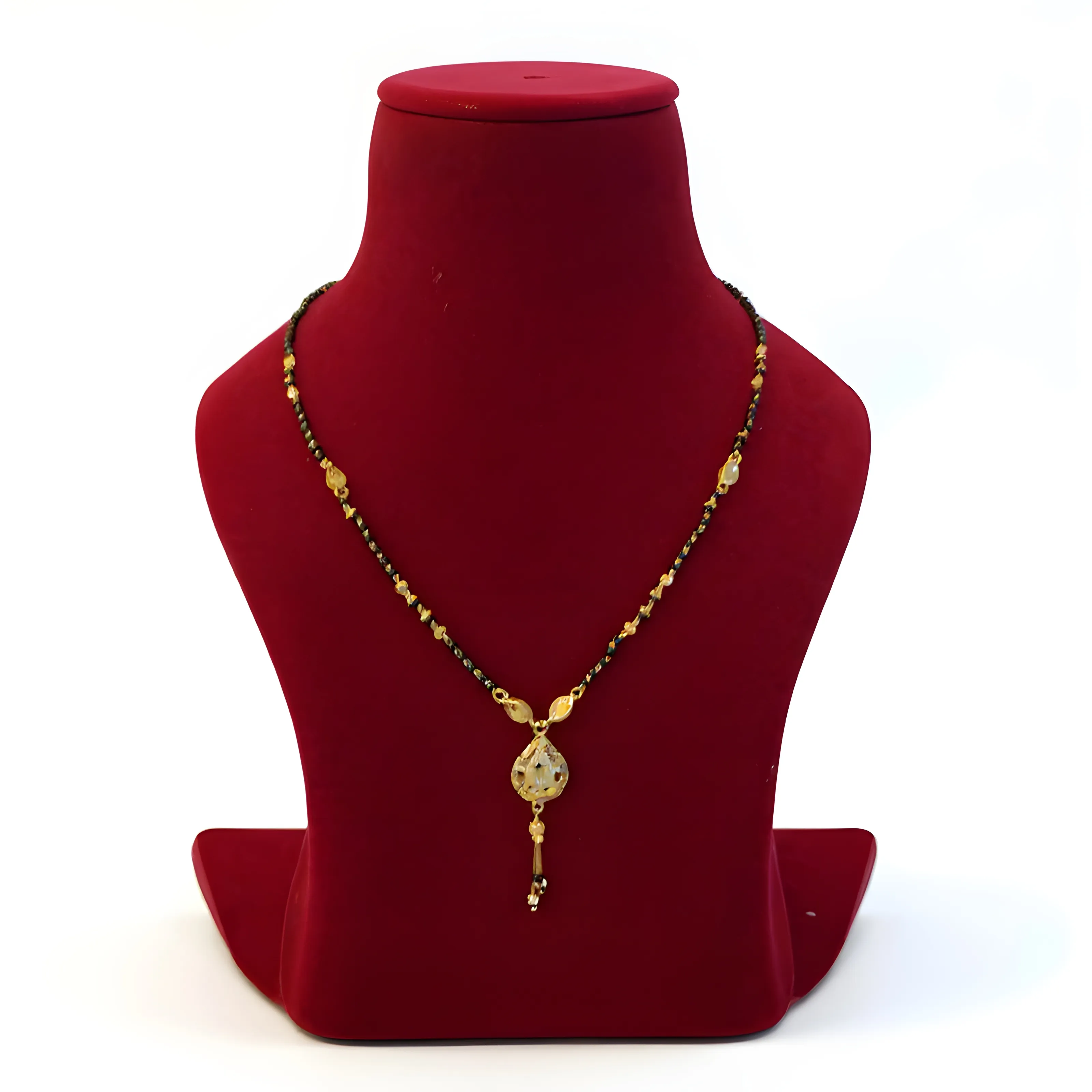 Gold and Black Bead Necklace view 2