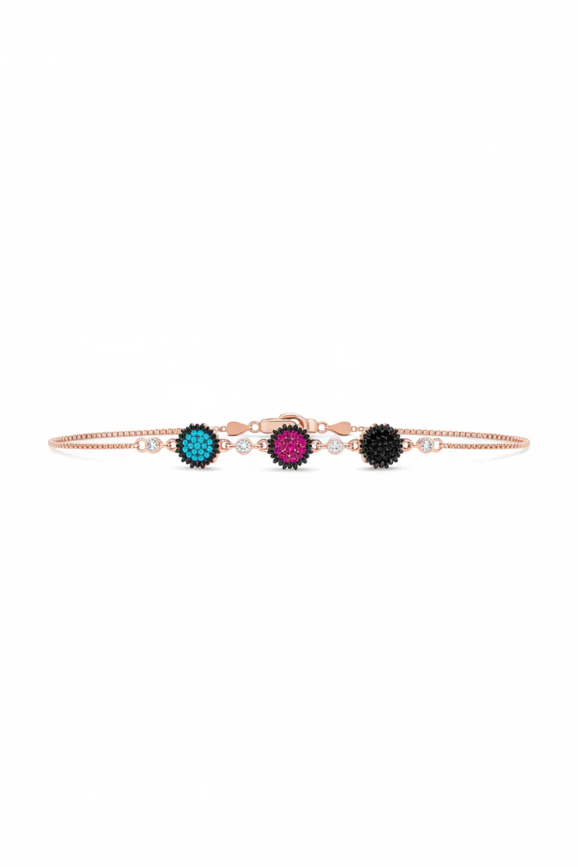 Multicolor Stones With Rose Gold Bracelet view 2
