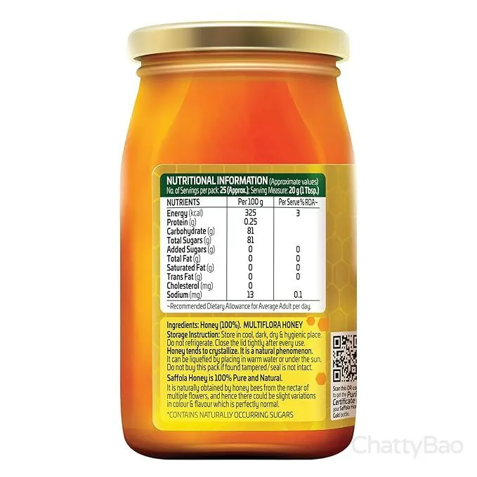 Saffola Honey Gold 100% Pure NMR Tested Honey 500 g view 3