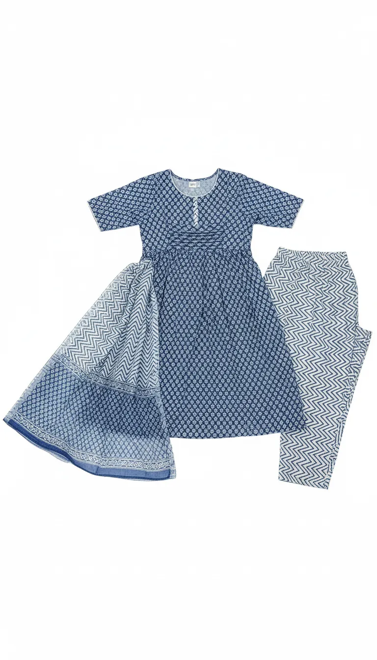 Moms n Mom Cotton Maternity Dress with Dupatta MET - 2536 A view 2