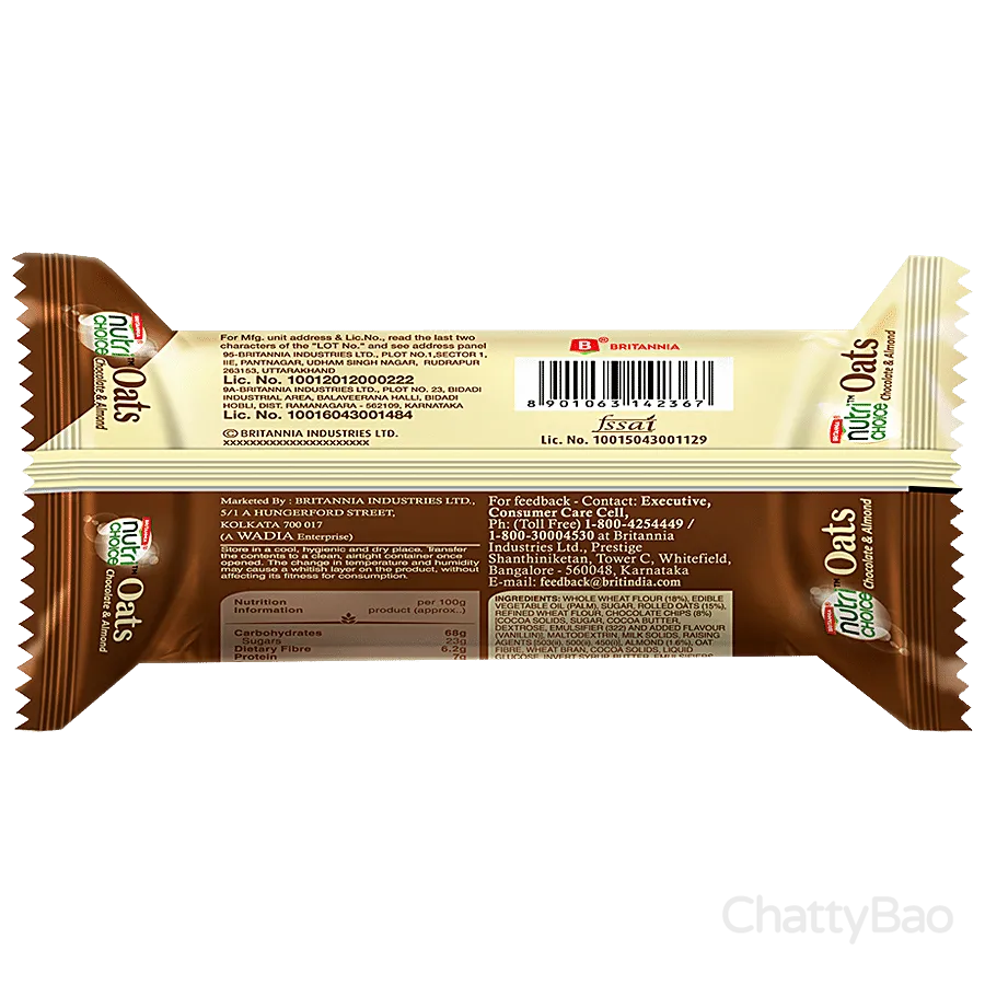 Britannia NutriChoice Oats Cookies - Chocolate & Almonds 75 g view 2