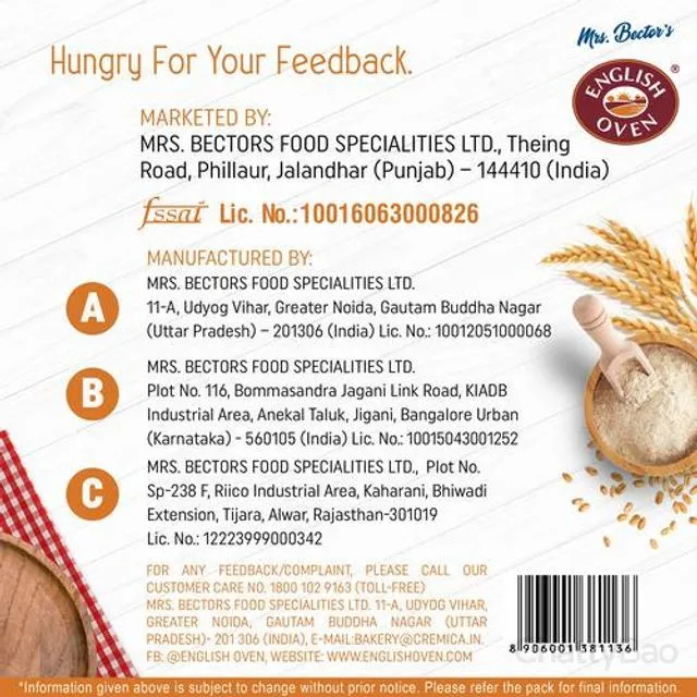 English Oven 100% Atta Bread 400 g view 4