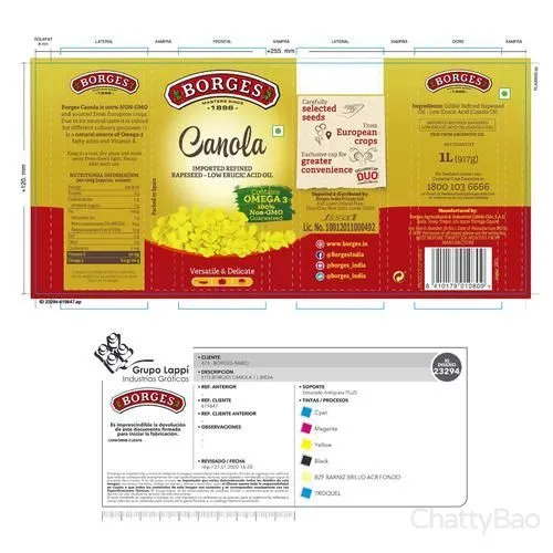Borges Canola Oil Bottle 1 L view 2