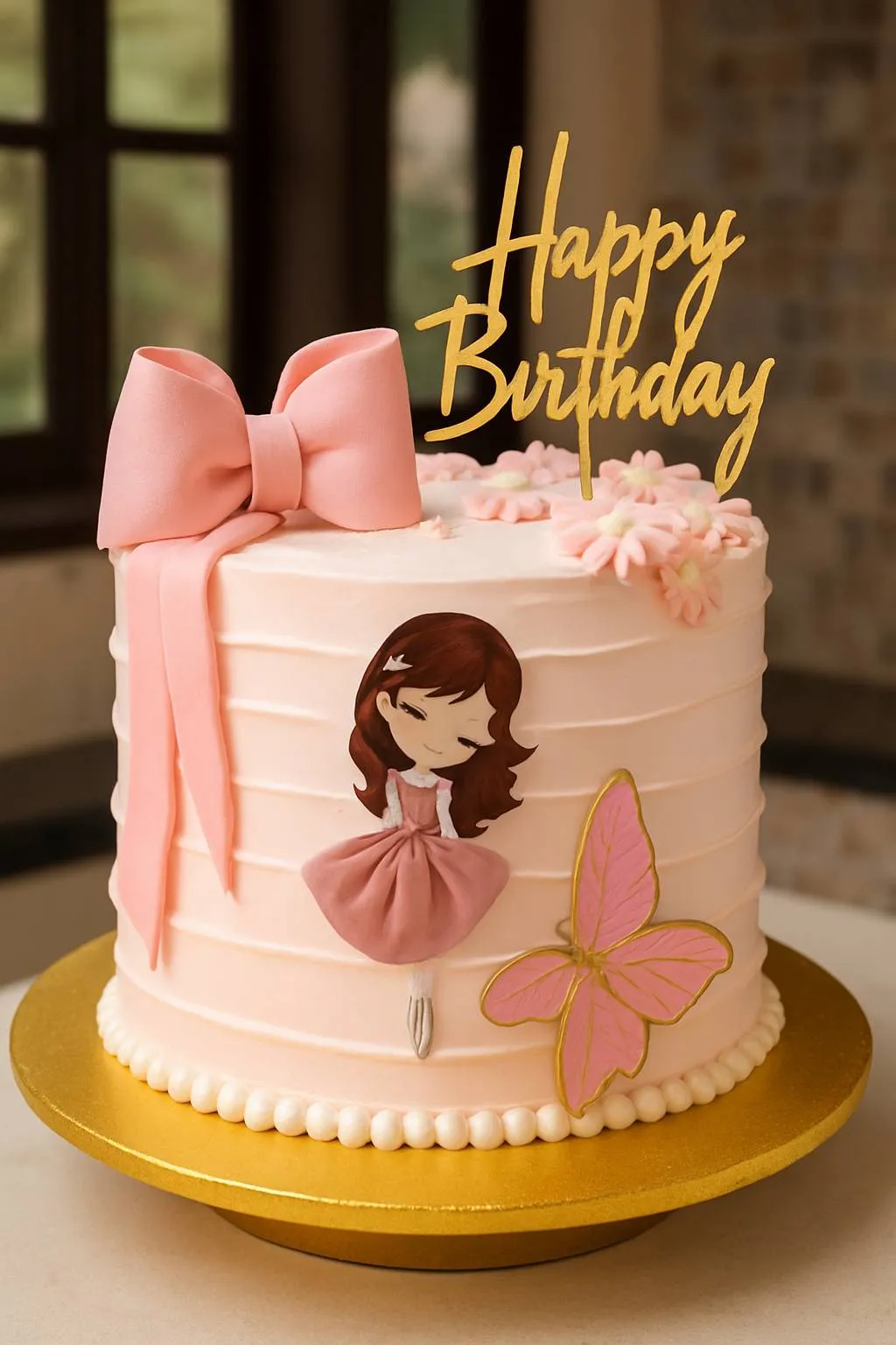 Custom Pink Birthday Cake