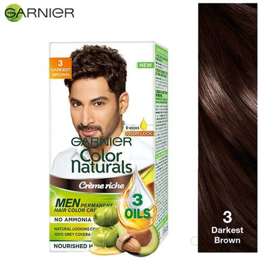 Garnier Men Colour Naturals Hair Colour 30 ml + 30 g Shade 3 Darkest Brown view 2