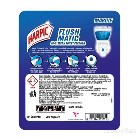 Harpic Flushmatic In-Cistern Toilet Cleaner Blocks - Marine 2 Pieces view 2