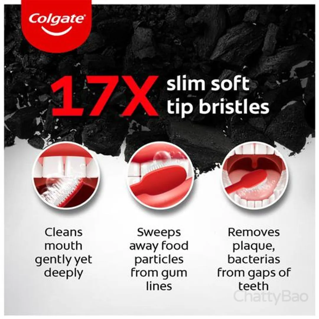 Colgate Slim Soft Charcoal Toothbrush 4 Pieces view 3