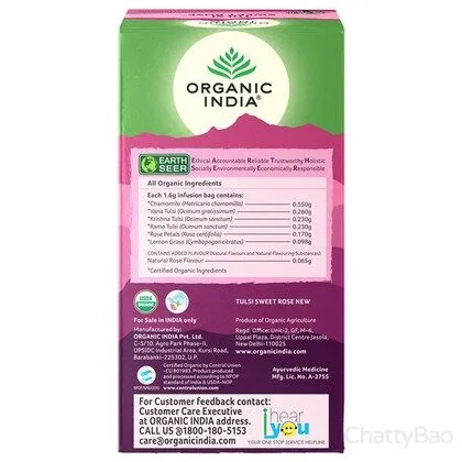 Organic India Tulsi Sweet Rose Tea Bags (Pack of 25) view 2