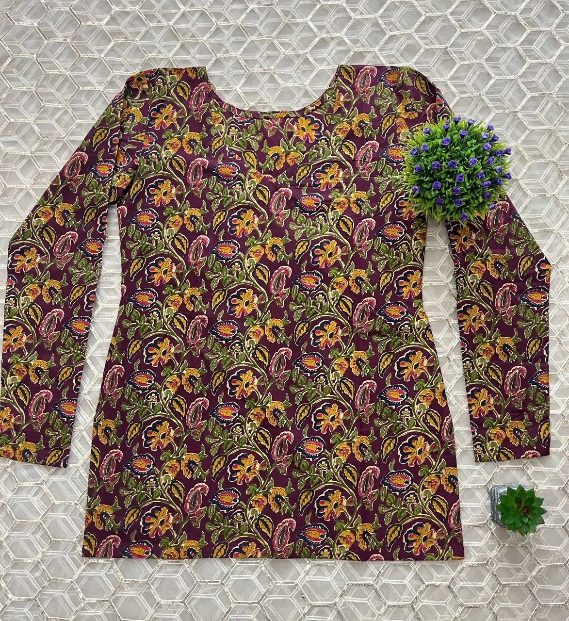 Floral Corset Kurti - Purple view 2