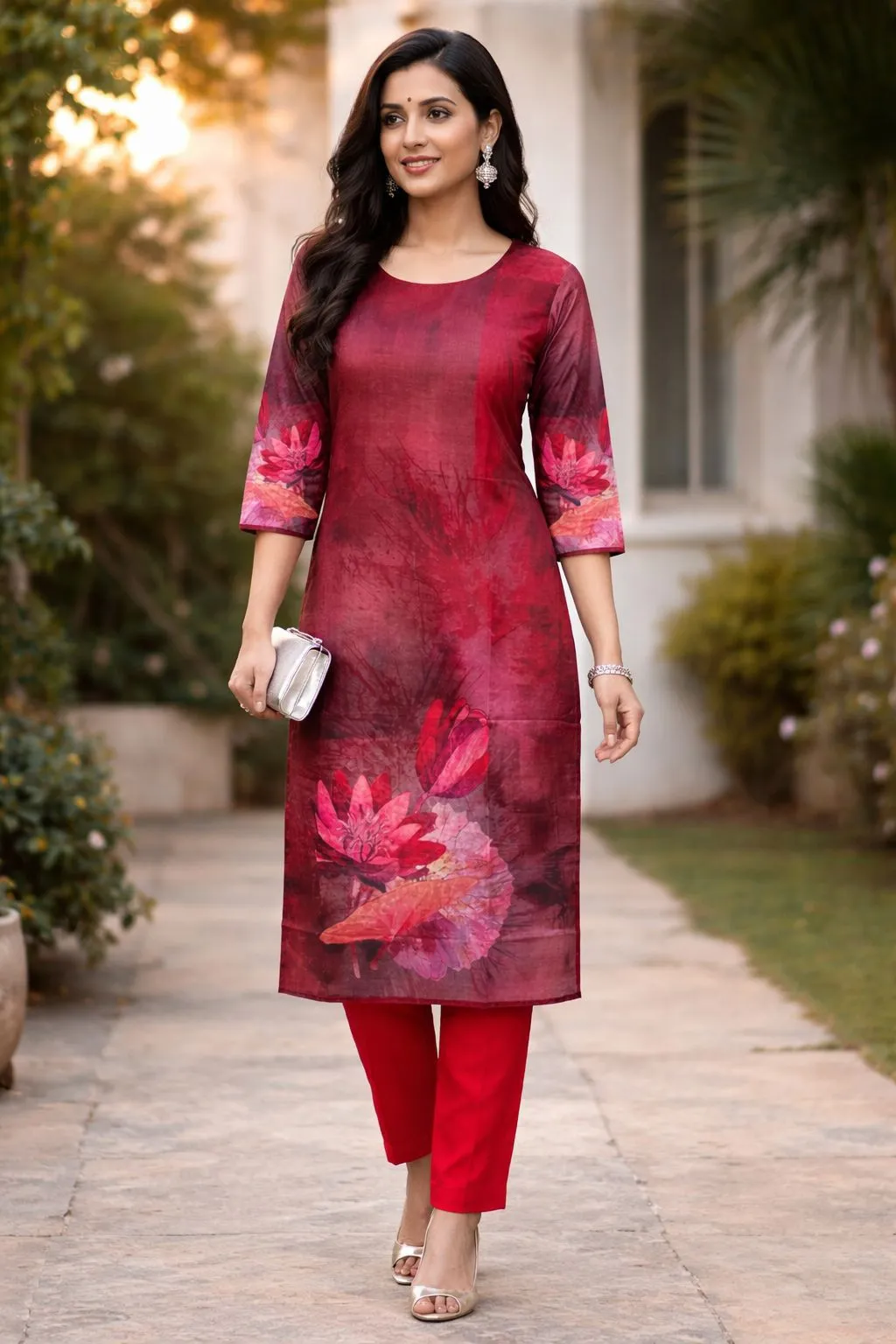 Floral Print Kurta Set view 2