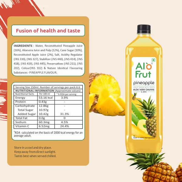 Alo Frut Pineapple Aloevera Chunks & Juice 1 L view 3