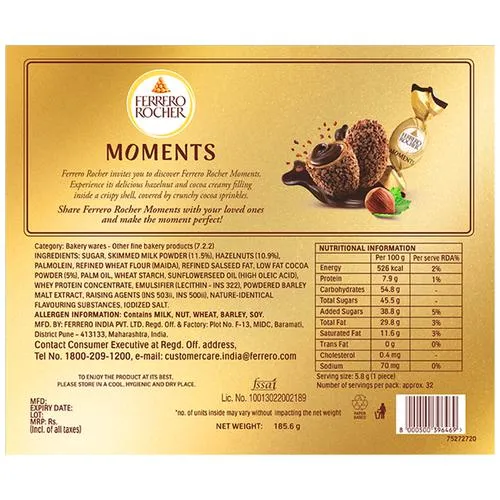 Ferrero Rocher Moments Chocolate 185.6 g (Pack of 32) view 2