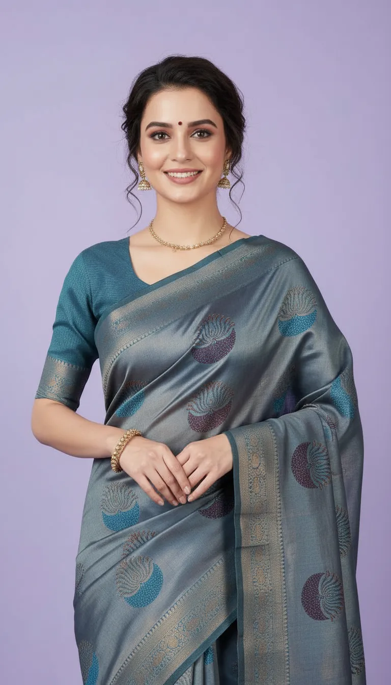Banarasi Blue Silk Saree view 2