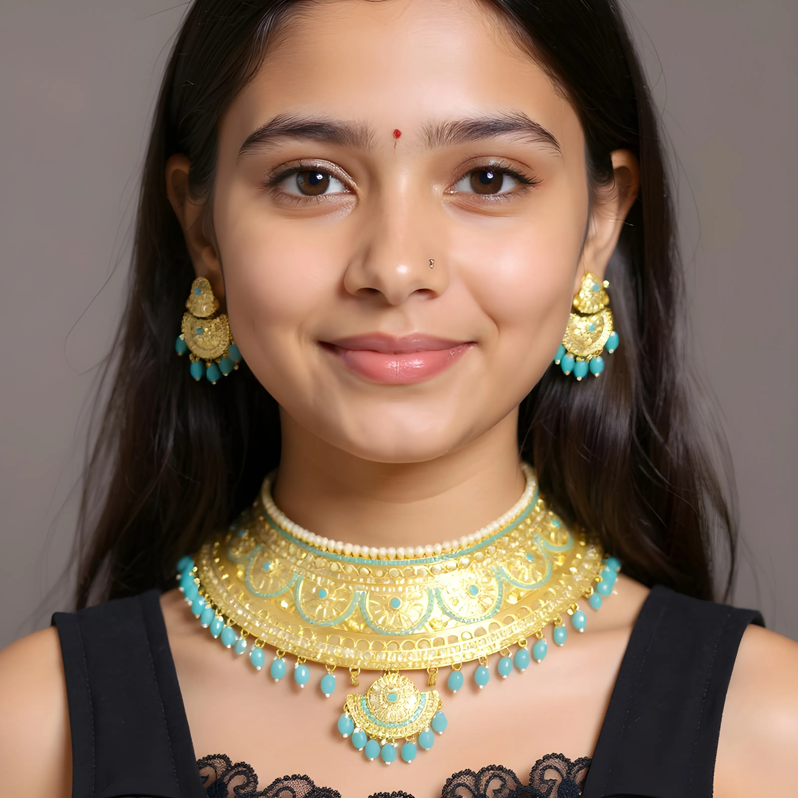 Turquoise Gold Necklace Set view 2