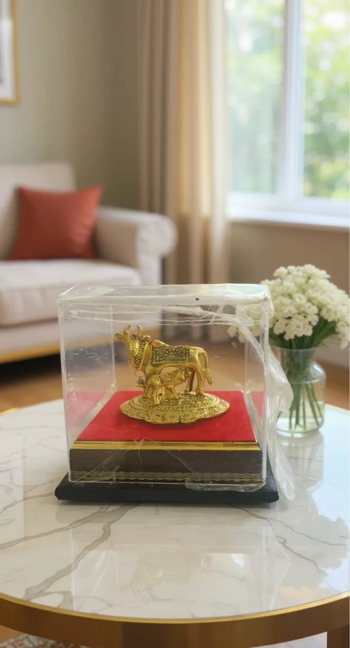 Decorative Brass Cow Figurine view 2