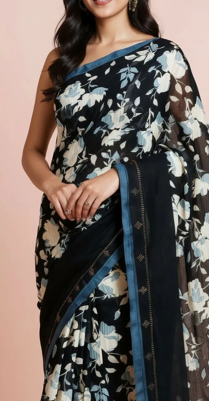 Floral Design Saree view 3
