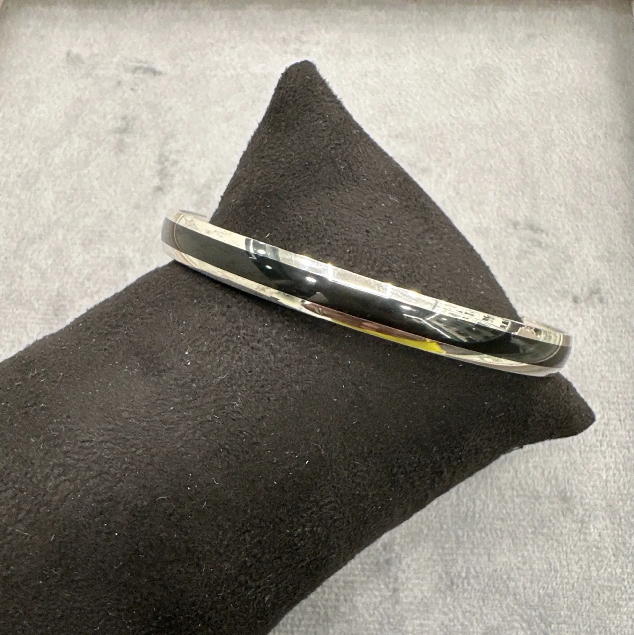 Silver Kada With Elegant Black Line view 3