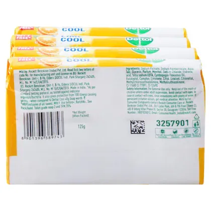 Dettol Lime Cool Bathing Soap Bar (Pack of 4 x 125 g each) view 2