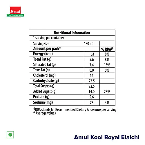 Amul Kool Milk - Elaichi Flavour 200 ml view 3