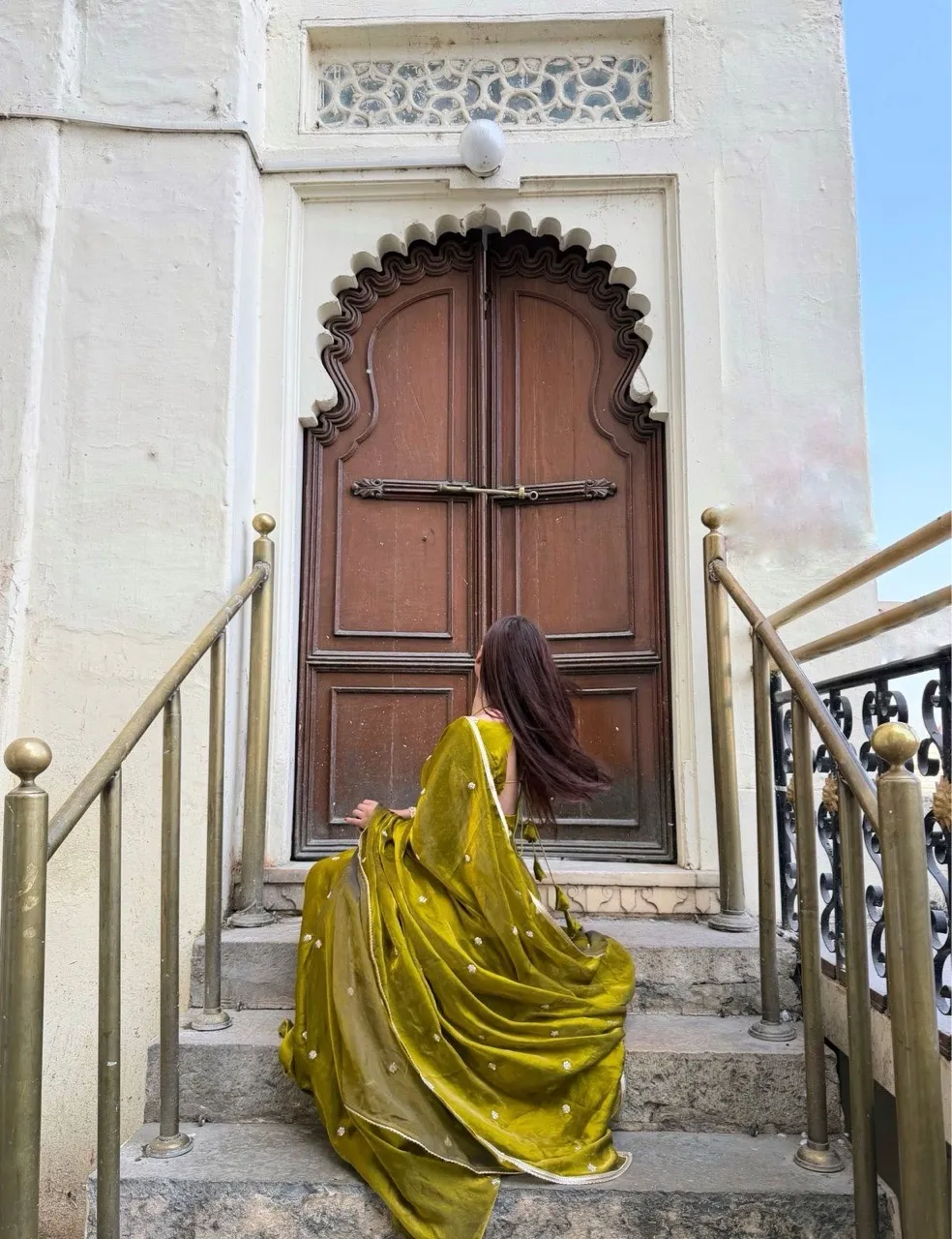 ‘Aafreen’ Anarkali - Olive Green view 3