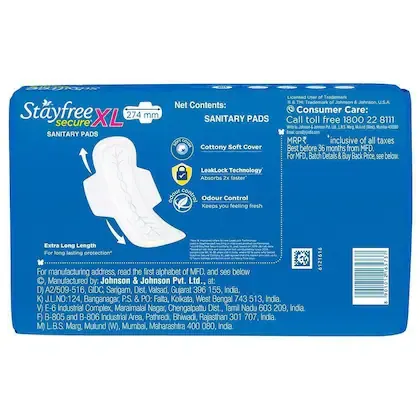 Stayfree Secure - Cottony With Wings Sanitary Pads XL 20 Pieces view 2