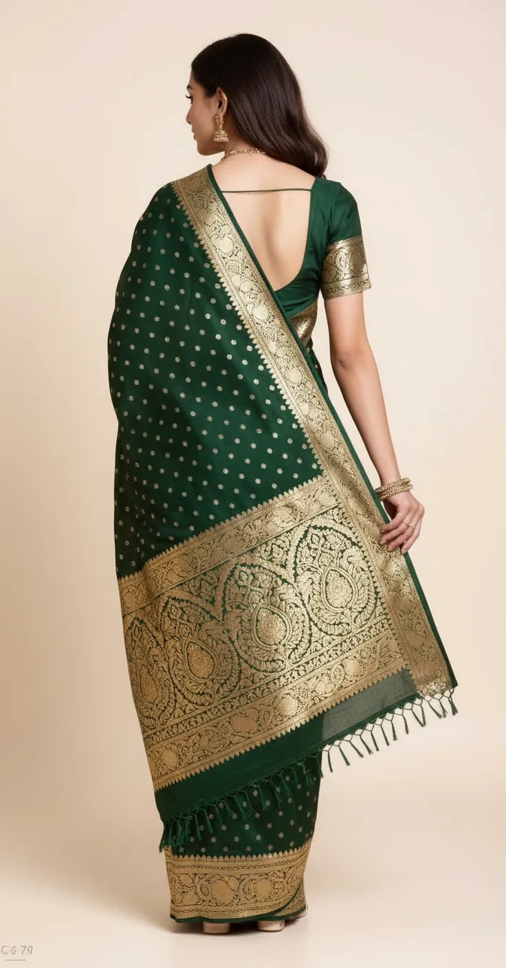 Embroidered Banarasi Saree view 3
