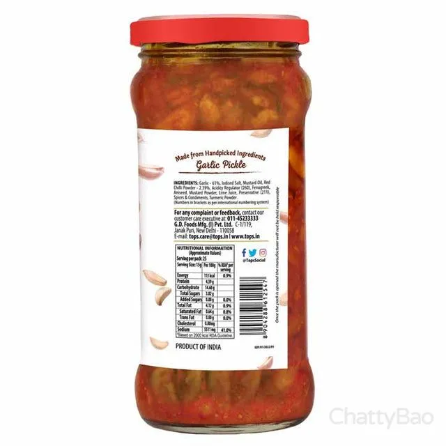 Tops Gold Garlic Pickle 375 g view 2