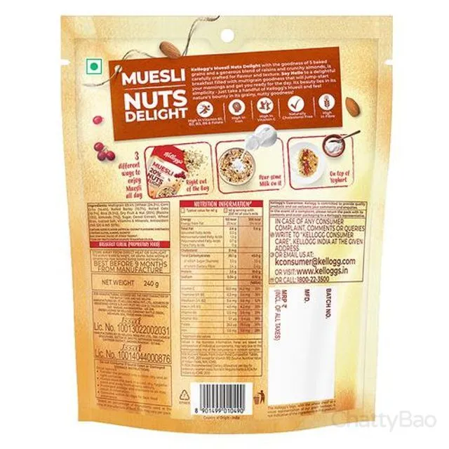 Kelloggs Muesli - 20% Nuts Delight 240 g view 2