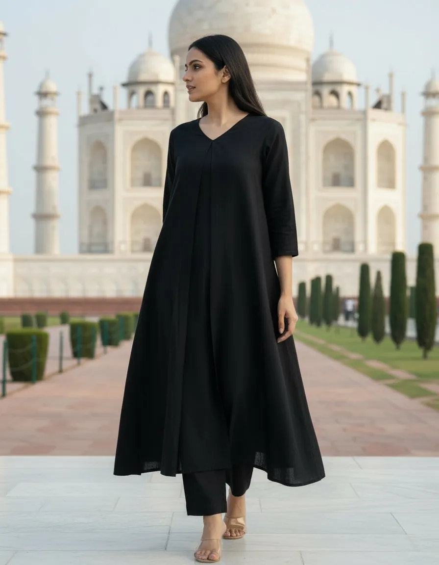 Black Kurta Set view 2
