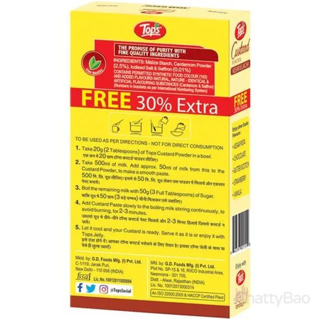 Tops Custard Powder - Kesar Elaichi 100 g view 2