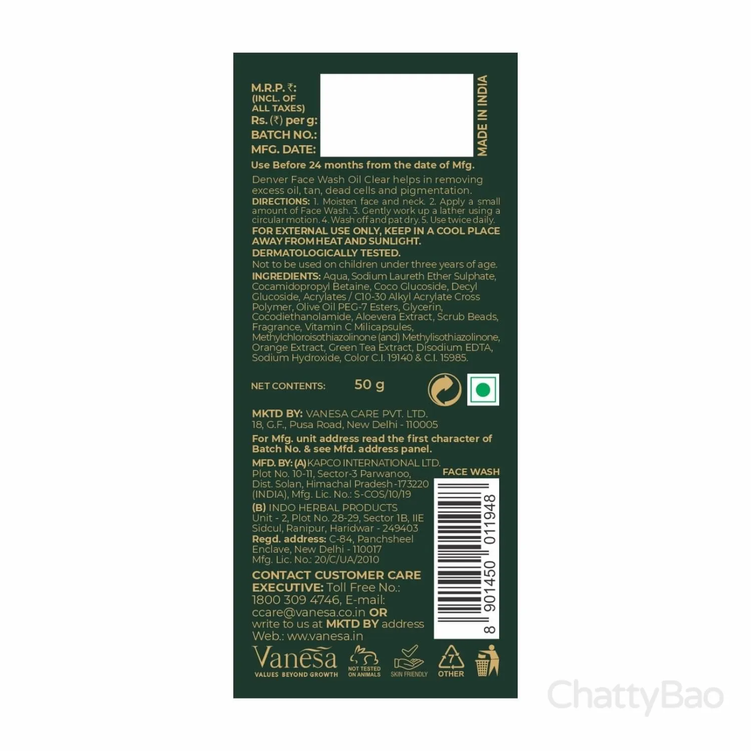 Denver Oil Clear Face Wash 50 g view 3
