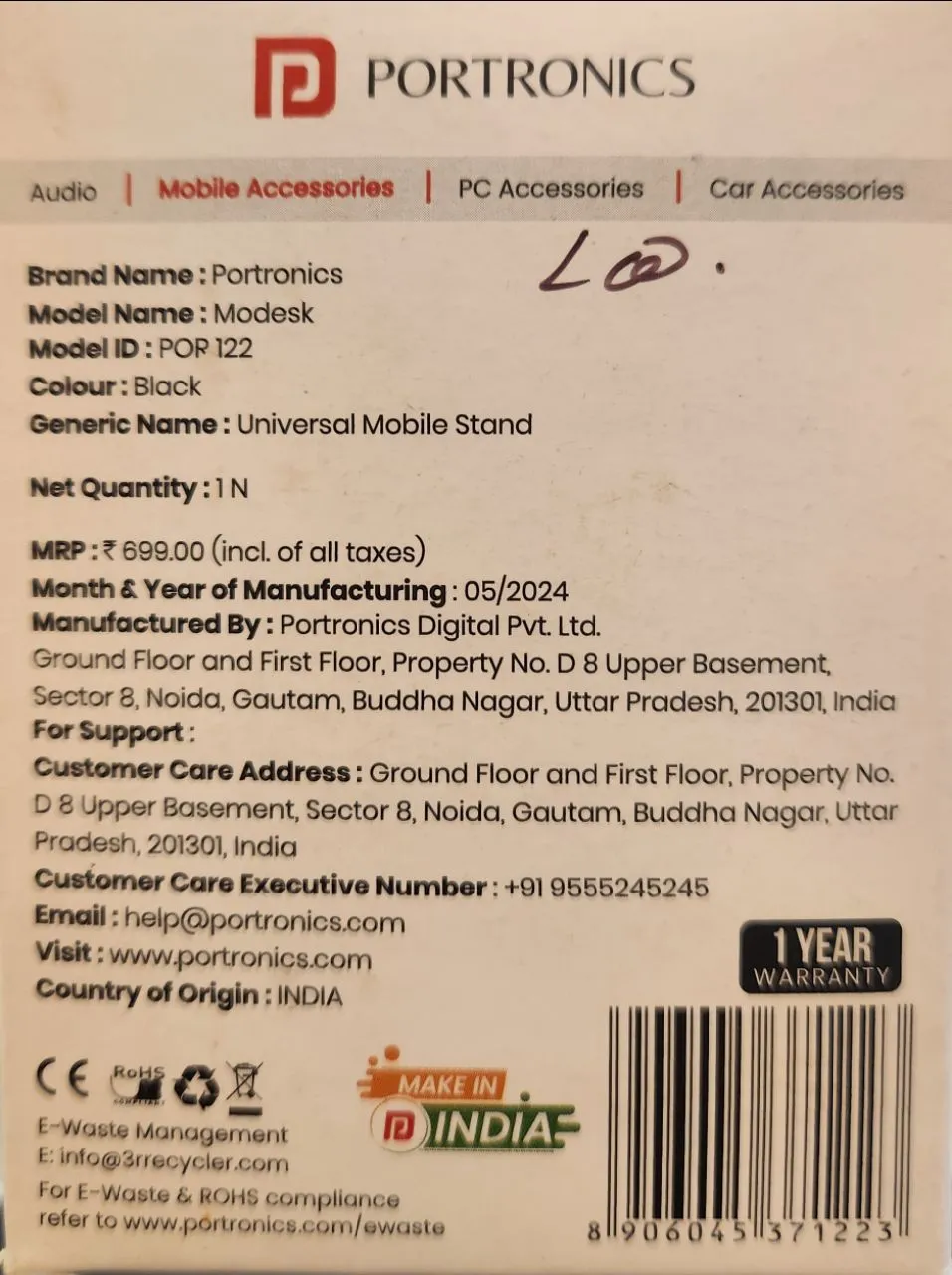 Portronics Modesk Universal Mobile Stand view 2