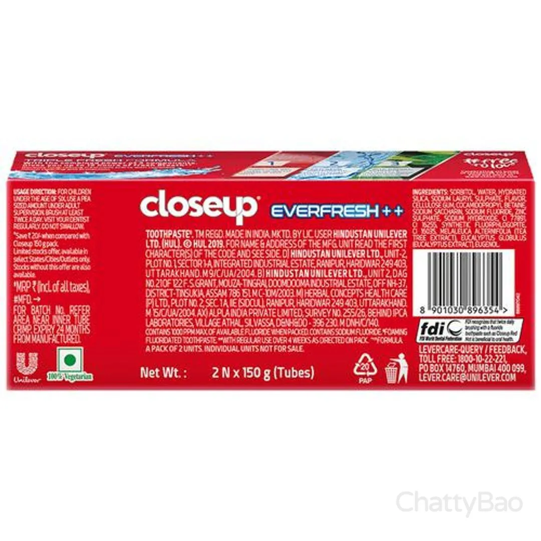 Close Up Everfresh+ Anti-Germ Toothpaste - Red Hot 300 g (2 x 150 g) view 3
