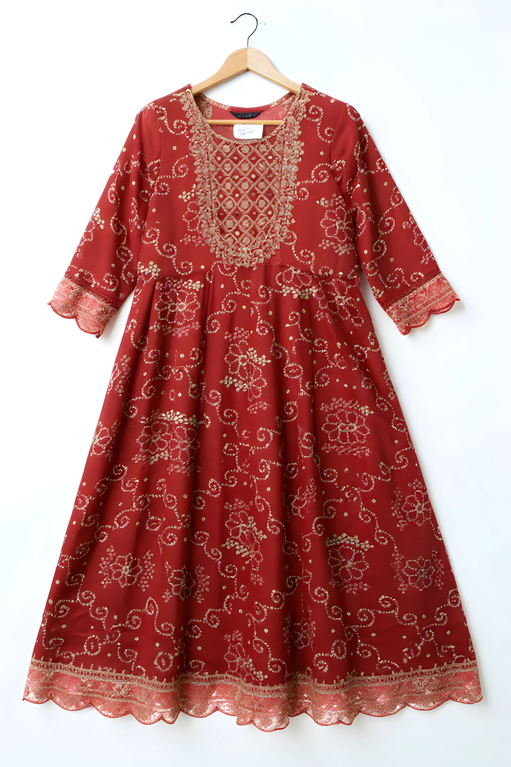 Red Embellished Kurti view 2
