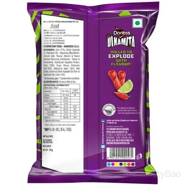 Doritos Dinamita Fiery Lime & Chilli Flavour Namkeen 56 g view 2