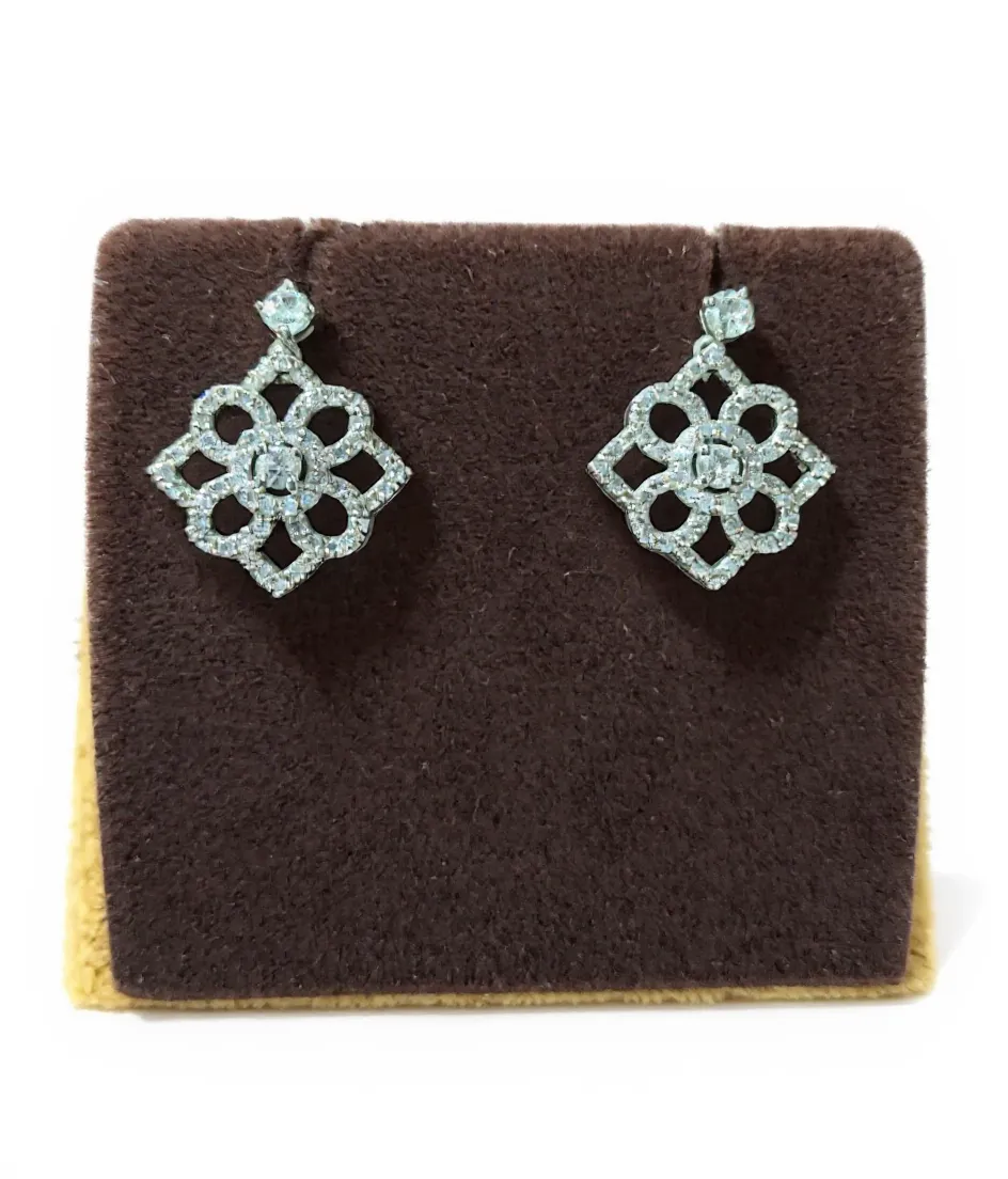 Diamond Flower Earrings view 2