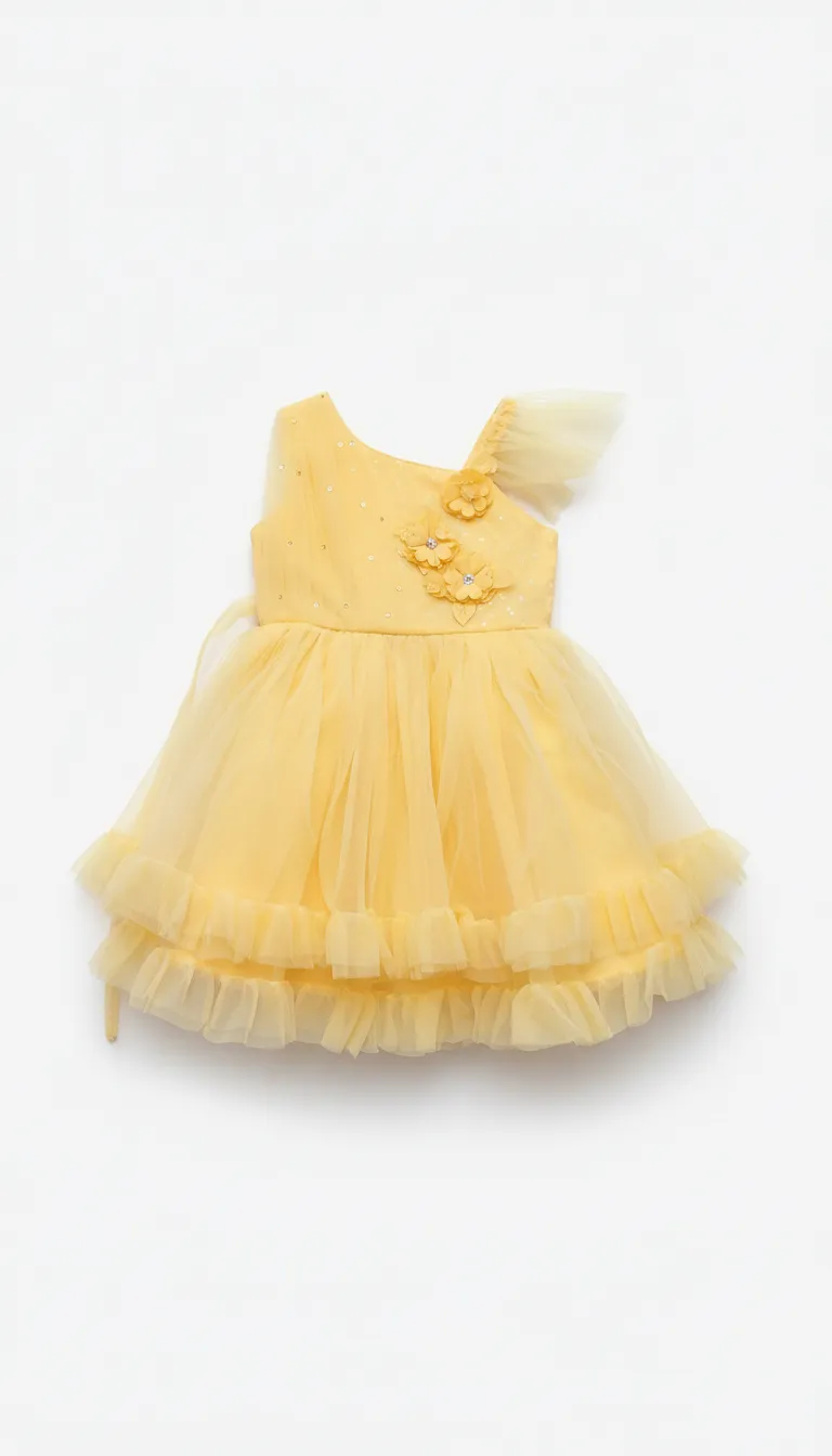 Girls Fancy Frock Yellow view 2