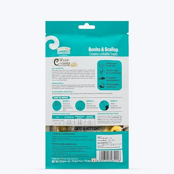 Grainzero Woow Creamy Bonito & Scallop Cat & Kitten Lickable Treats  (4 + 1 Free) 75 g view 2