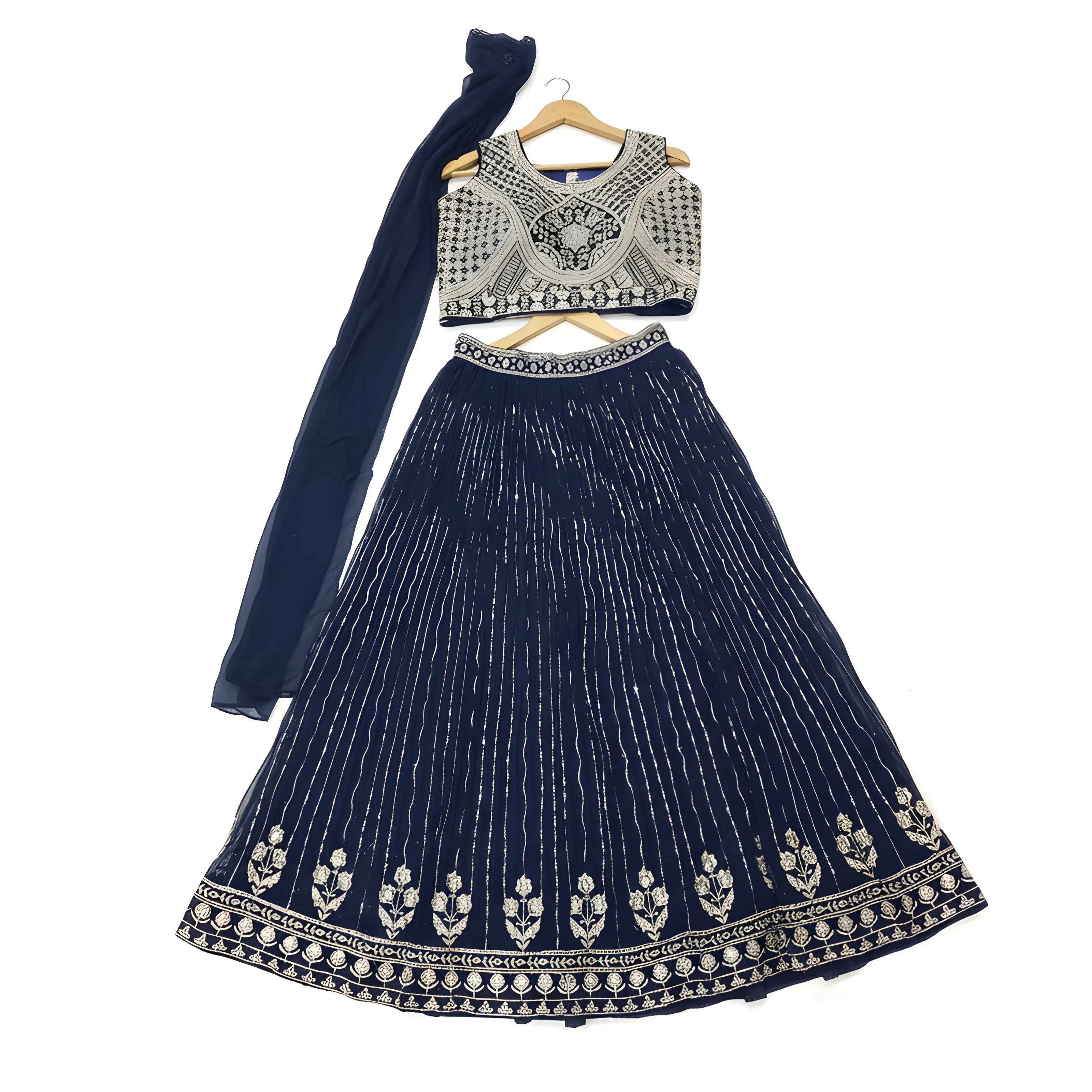 The Mirror Story Blue Lehenga 006 view 2