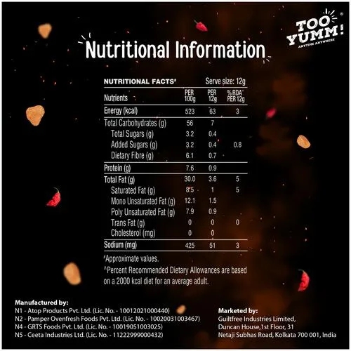 Too Yumm Bhoot Potato Chips Naagin - Bhut Jolokia Chillies 45 g view 3