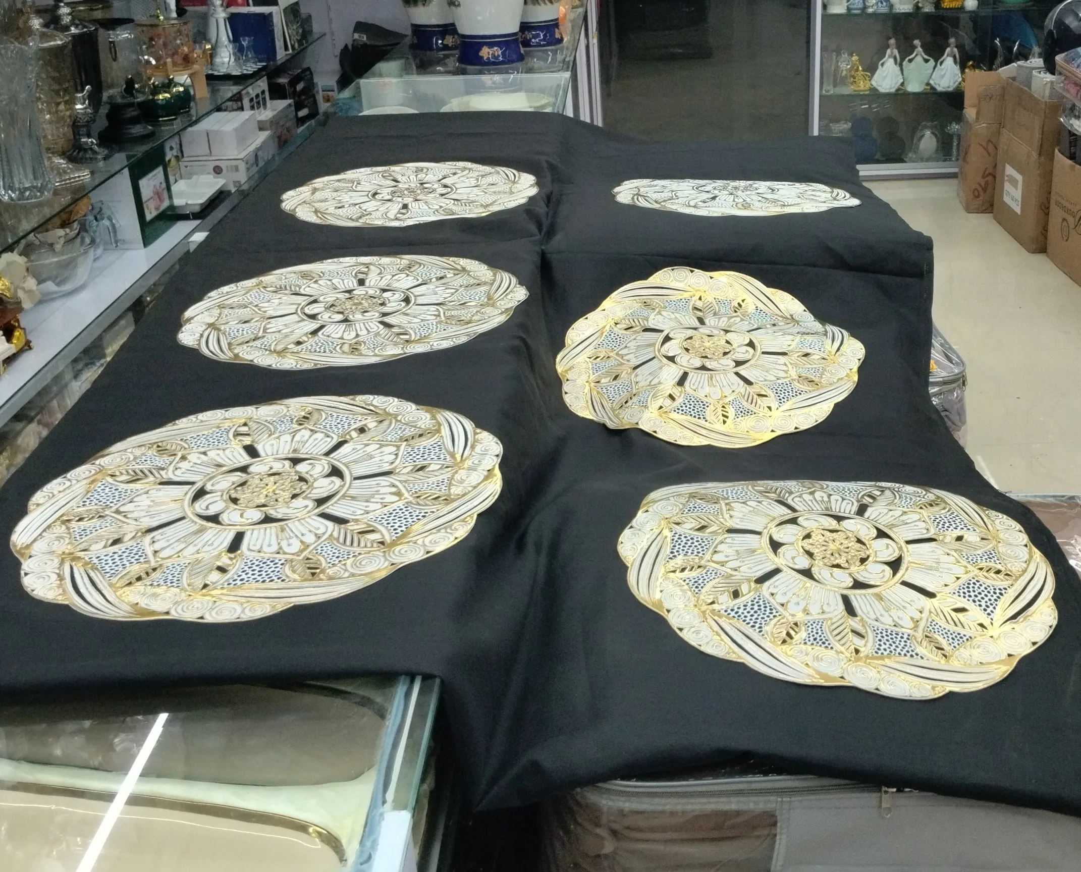 Golden and White Table Mats view 2