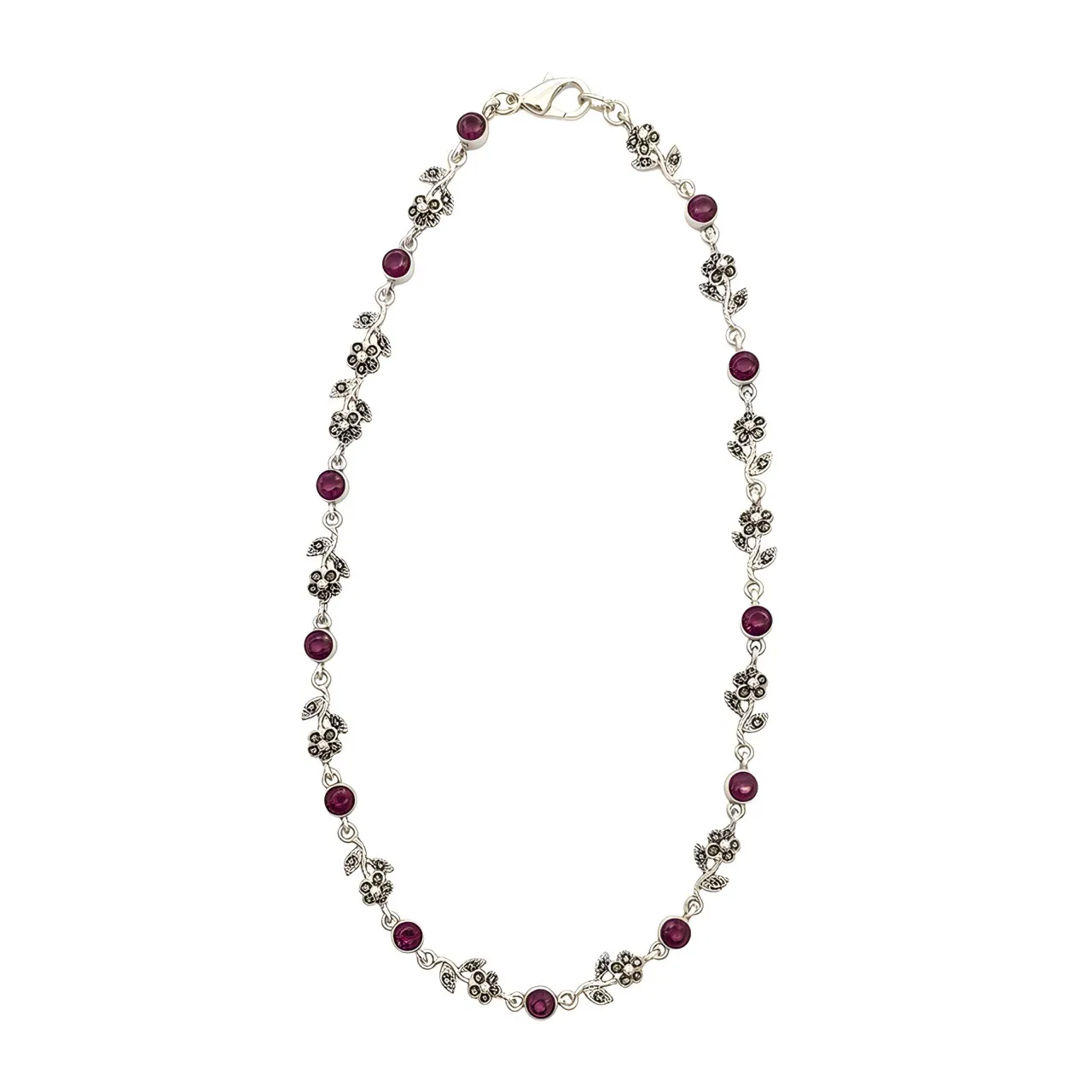 Silver Floral Gemstone Anklets view 2