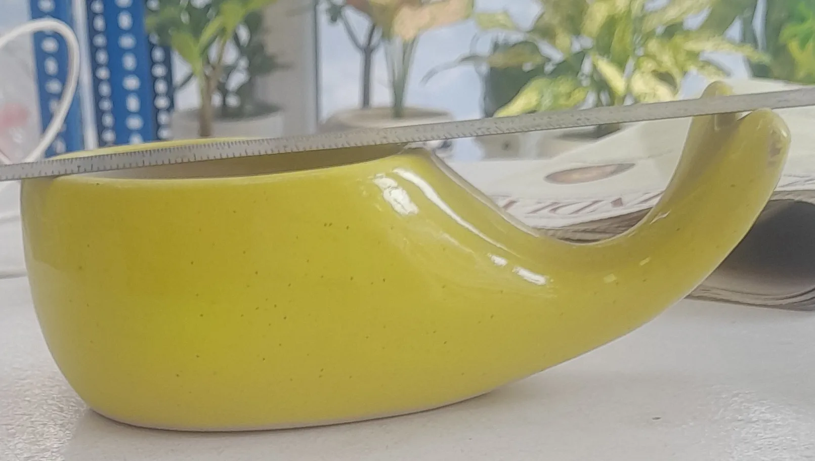 Yellow Ceramic Neti Pot 3"H & 7"W view 2